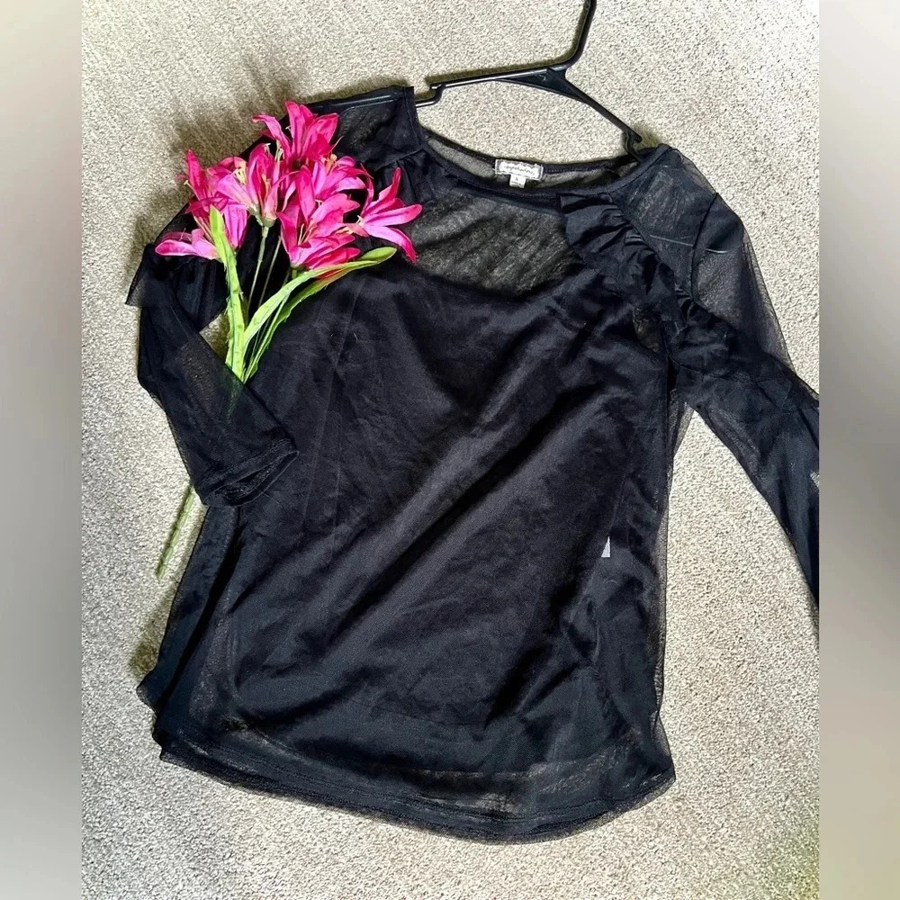 Eyeshadow Sheer Ruffle Detail Blouse - Small